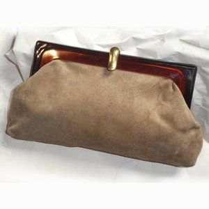 Vintage Lucite+ Italian Suede Leather Clutch purse